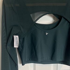Old Navy Deep Green Long Sleeve Active Top